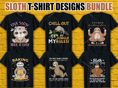 Sloth T Shirt Design Bundle sloth lovers t shitr