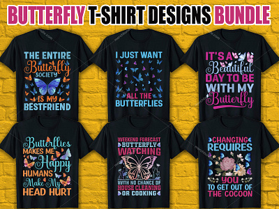 Butterfly T-Shirt Designs Bundle butterfly lovers t shitr