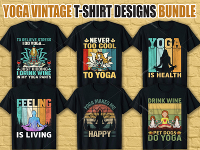 Yoga Vintage T Shirt Design Bundle by Afroz Designer on Dribbble