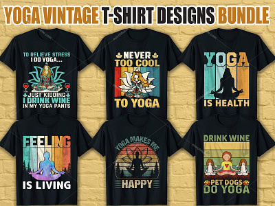 Yoga Vintage T Shirt Design Bundle yoga vintage day lovers t shitr