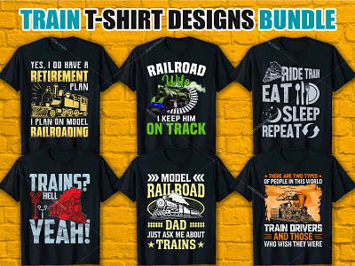 TRAIN T SHIRT DESIGN BUNDLE branding graphic design logo motion graphics train vector t-shirts