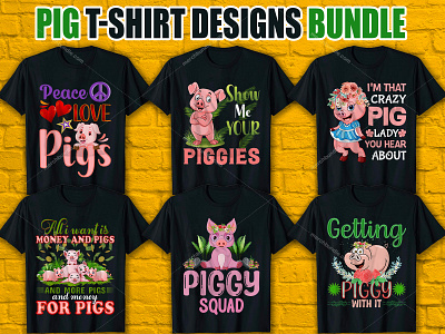 Pig T-Shirt Designs Bundle merch by amazon