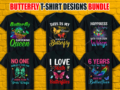 Butterfly T-Shirt Designs Bundle merch by amazon