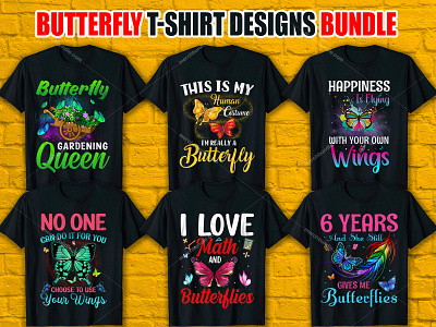 Butterfly T-Shirt Designs Bundle