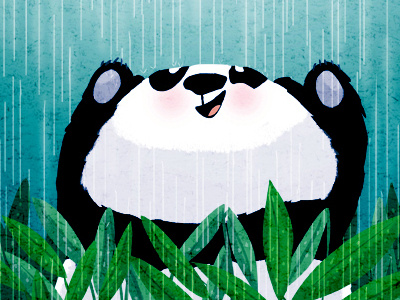 cloudburst animals illustration panda rain