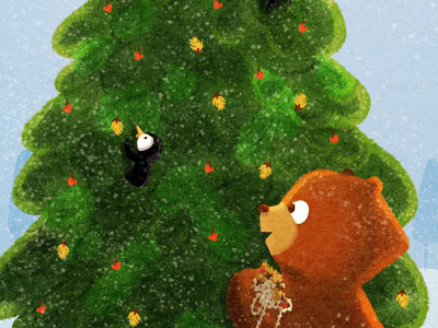 it's beginning to look bear christmas decorations illustration penguin tree