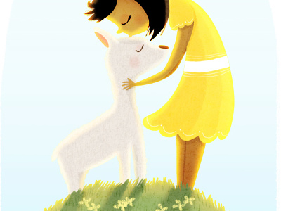 lil lamb farm girl illustration lamb sheep spring summer