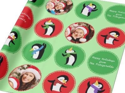 penguin dance wrapping paper custom holidays penguins photo paper wrapping paper
