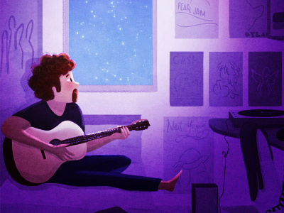Music theory digital art digital painting guitar guitarist illustration mood musician nidhi chanani night purple stars