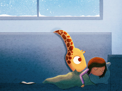 Tucked cute giraffe illustration