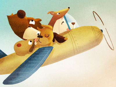 Fresh air dogs illustration plane