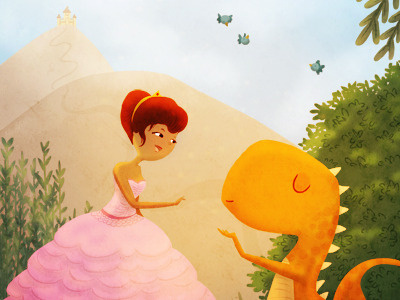 the perfect pair dinosaur illustration princess