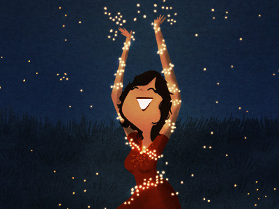 thank you fireflies happy illustration