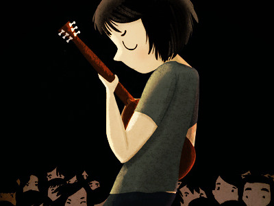 guitar boy guitar illustration music on stage