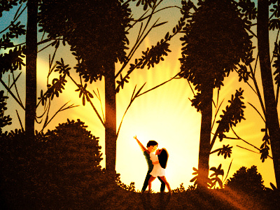 when we dance couple dance dancing illustration sun sunlight trees wedding