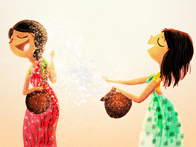 yeh dosti illustration indian sari splash water