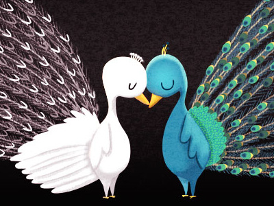 i love our differences bird birds feathers illustration love pattern peacock wedding