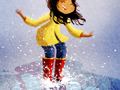 puddle pounce golden gate bridge happy illustration jump puddle rain rain boots rainy san francisco sf