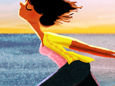 letting go art beach illustration ocean release running stress