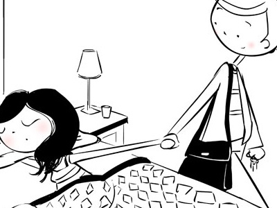 don't go bedroom black and white illustration love