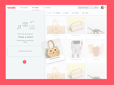 Trendii - UI Iterations design drag drop interface trendii ui ux web