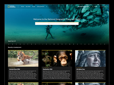 National Geographic - Producers Portal animals black design geo geographic nat national nature ui ux web yellow