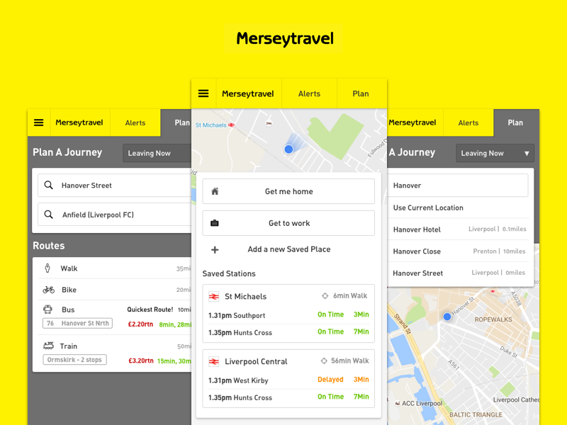 Merseytravel Redesign west north yellow merseytravel app travel mersey liverpool