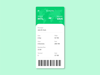 Boarding pass aplication app boarding boarding pass designer ui