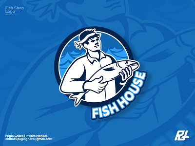 Fish House Logo fish logo fish shop fisherman illustration logo logoshop vector