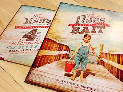 NMY 2014 Postcard Invitation birthday bucket clouds dock fishing invitation nola postcard