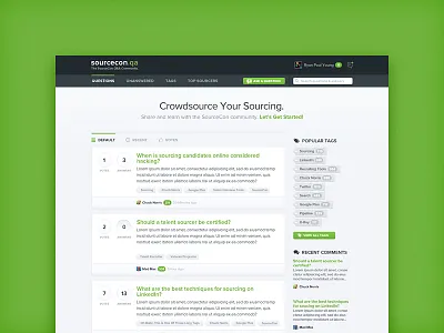 SourceCon.qa Homepage answers bootstrap community ere media layout questions recruiters responsive sourcecon sourcers ui web design