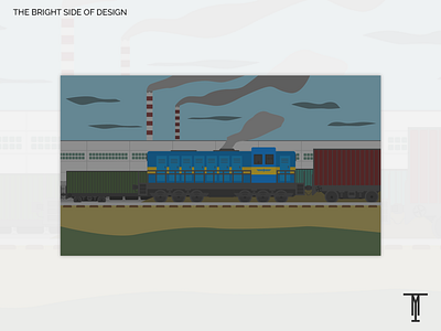 Shunting cargo delivery design ecology factory flat gloomy illustration industrial locomotive minimal train vector вектор