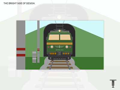 Through the green design flat illustration minimal train ussr vector вектор