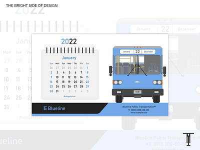 Calendar for Blueline bus company 2022 branding bus calendar creative design flat identics illustration minimal vector вектор