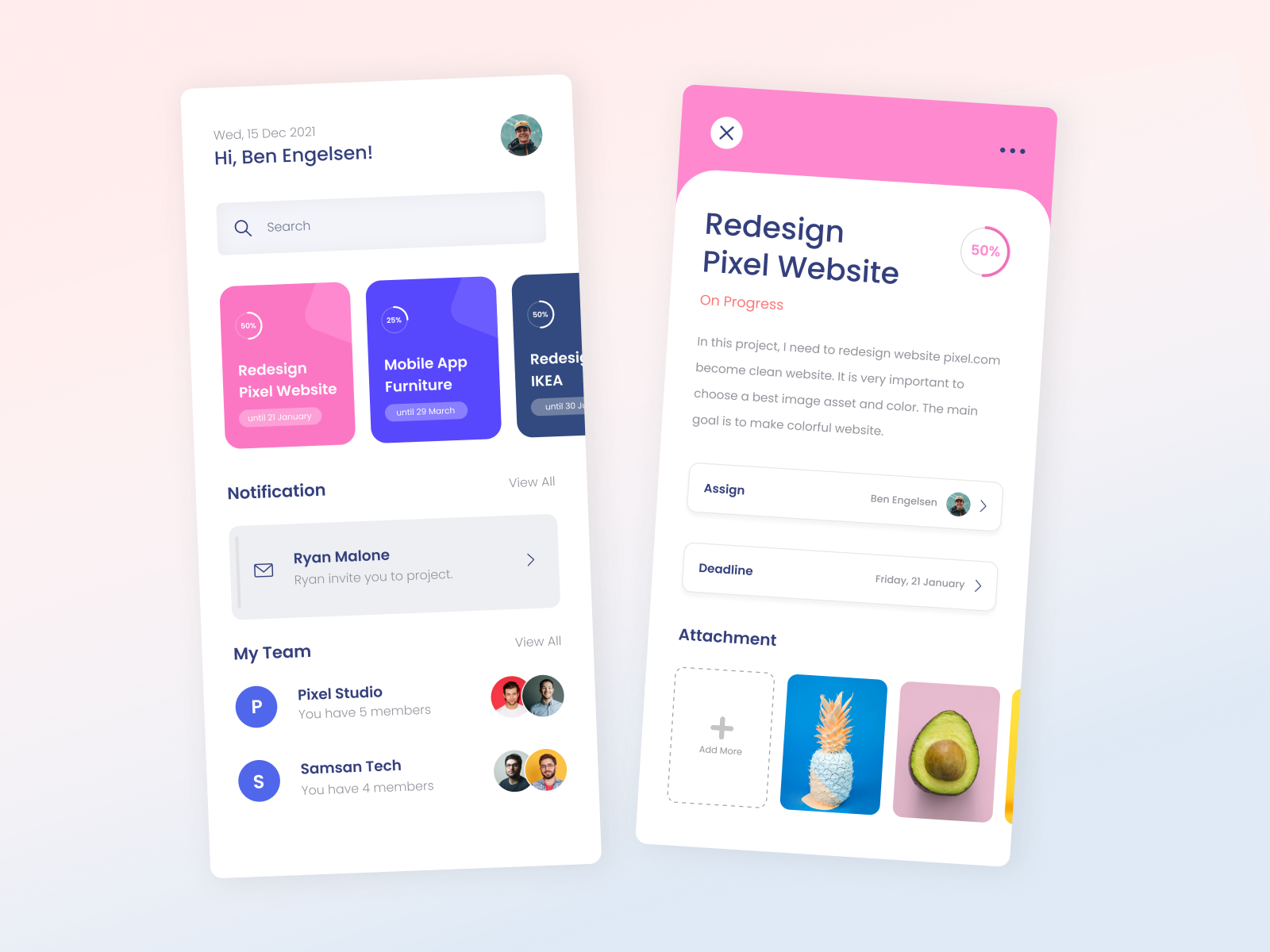 Project Management Mobile Apps by Fauzia Rahma C on Dribbble