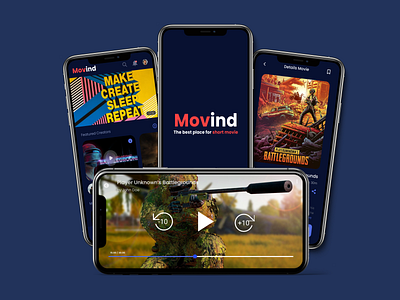 Movind - Short Movie Mobile Application UI Design app application design design exploration mobile app mobile application mobile design mockup movie app ui ui design ux