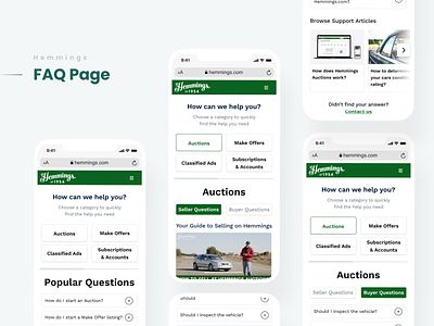 Hemmings Mobile FAQ Page design faq faq page faqs faqs page frequently asked questions frequently asked questions page graphic design hemmings product design ui ui design ux ux design