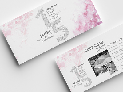 Flyer Jubiläum Familienzentrum 15 years anniversary flyer illustrator partiell print design uv lack