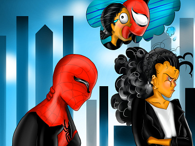 Spider man and MJ cartoon design illustration movie movie posters portrait spiderman