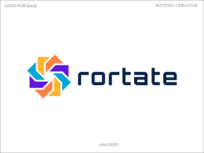 RORTATE app application computer digital geometric internet letter r logo modern rotation software technology