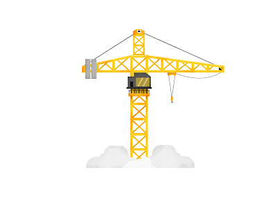 T building cloud construction crane illustration t type typography