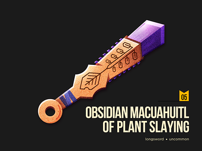 D&D Armory: Obsidian Macuahuitl of Plant Slaying aztec dnd dndarmory dungeonsanddragons illustration sword vector