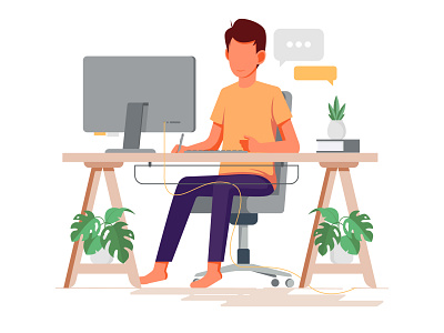 Work at Home illustration vector