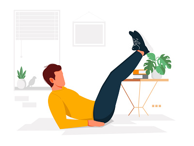 Man making sport exercises at home branding brother chat design exercise exercises home illustration man room sport sports