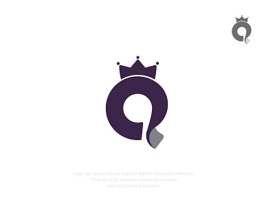 Letter Q and Queen Crown Logo template