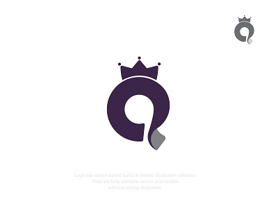 Letter Q and Queen Crown Logo