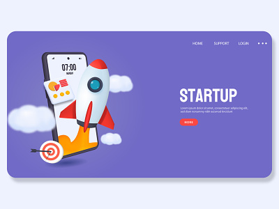 3D Startup Banner idea startup