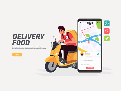 Delivery man riding scooter illustration