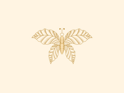 Vintage Style Leaf Butterfly Logo art branding design flat design illustration logo logo design ui ux vector