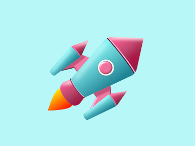 Rocket Launch Illustration 3D Design with fire 3d animation graphic design icons illustration rendering rocket ui